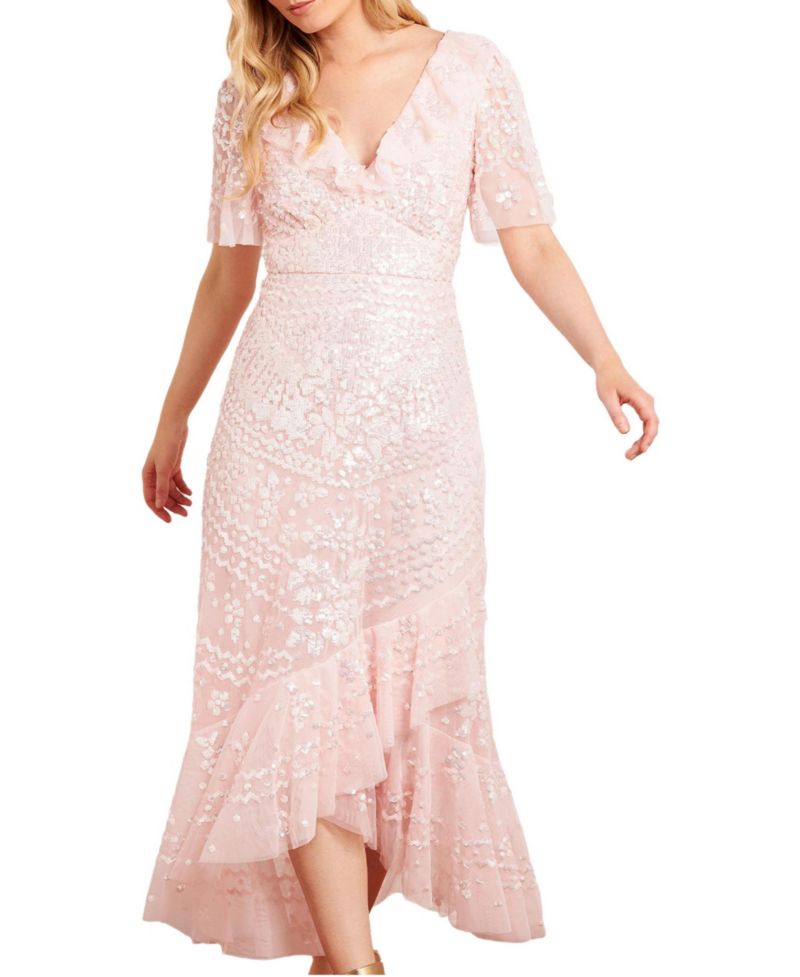 Women's Anais Sequin Frill Ankle Gown