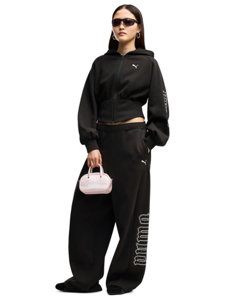 Women's Street Glam Wide-Leg Slouchy Fleece Pants