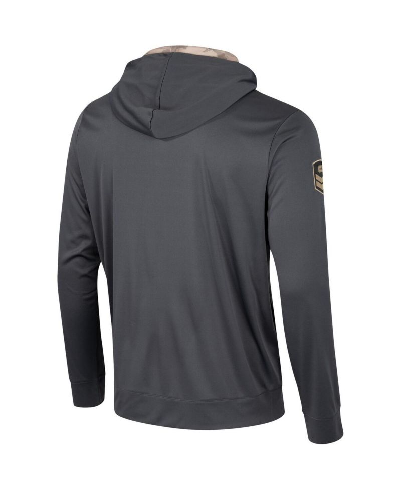Men's Charcoal Michigan Wolverines OHT Military-Inspired Appreciation Long Sleeve Hoodie T-shirt