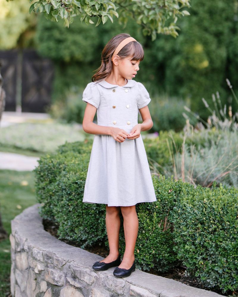Little Girls Hope and Henry Organic Double Breasted Flannel Dress with Collar