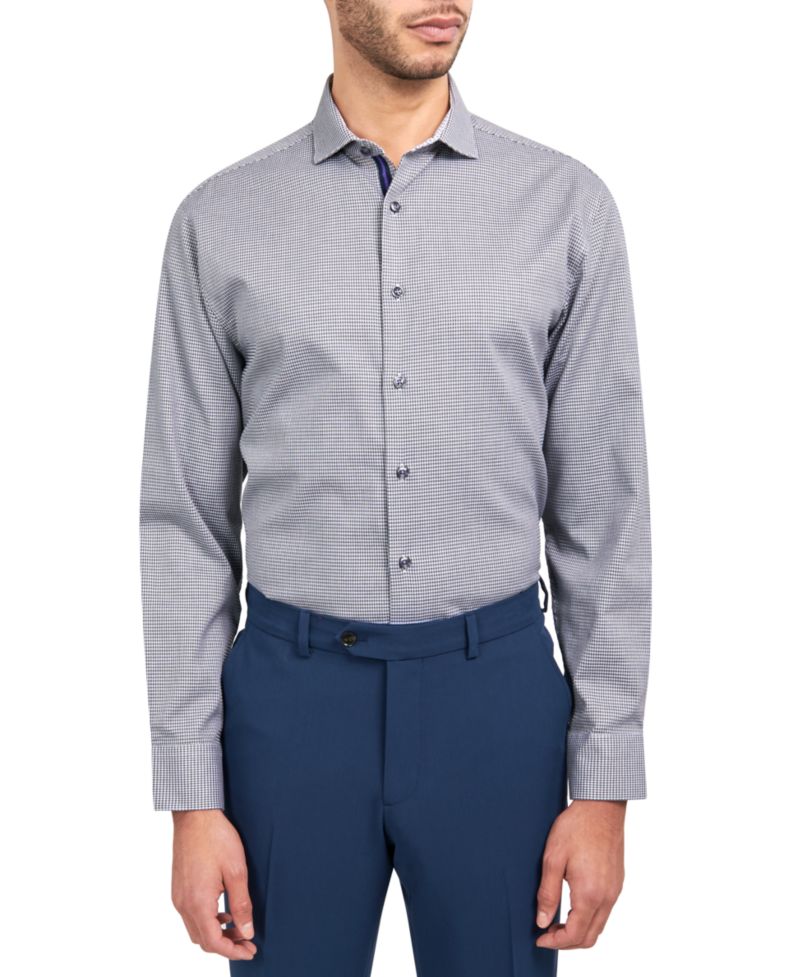 Men's Regular-Fit Dobby Gingham Dress Shirt