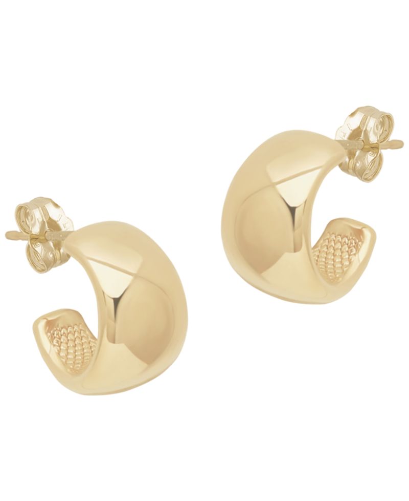Sculptured X-Small Flat Band Hoop Cuff Earrings in 14k Yellow Gold