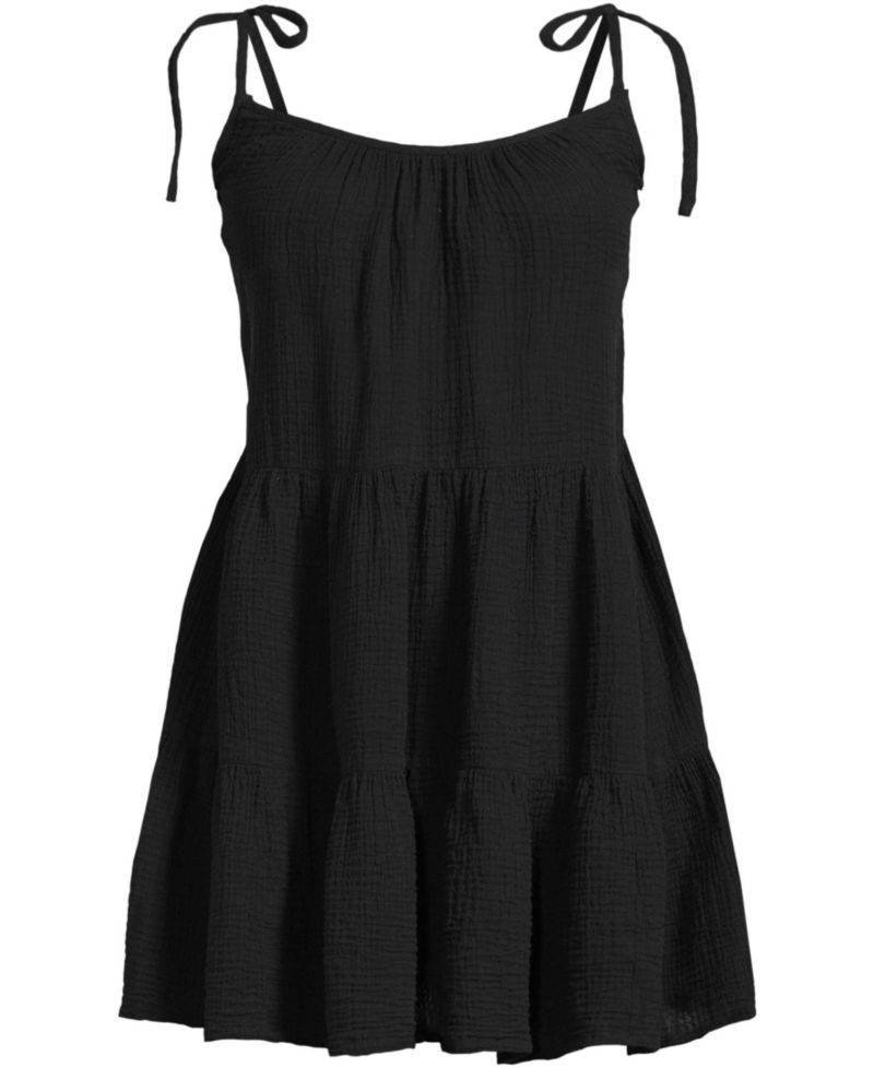 Plus Size Oversized Cotton Gauze Tiered Mini Cover-up Dress