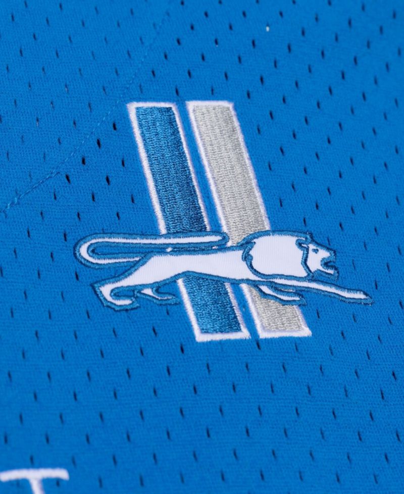 Men's Blue Detroit Lions Head Coach Mesh Full-Button Fashion Jersey