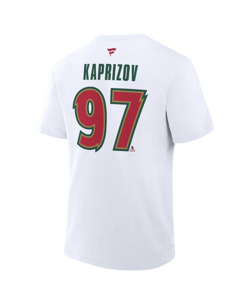 Men's Kirill Kaprizov White Minnesota Wild 25th Anniversary Alternate Authentic Stack Name & Number T-Shirt