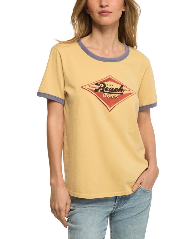 Women's The Beach Boys Emblem Retro Graphic Ringer Tee
