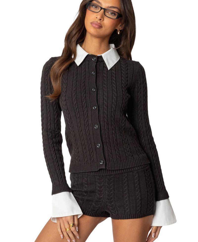 Women's Avey Detachable Cuff and Collar Cardigan