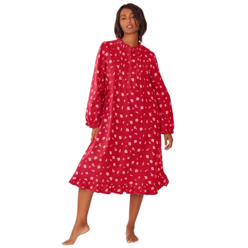 Women's Only Necessities Cotton Flannel Print Short Gown