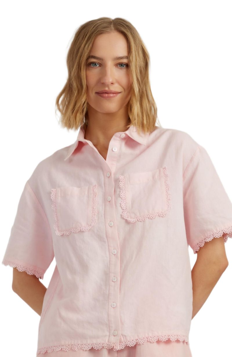 Women's Chinti and Parker Sienna Linen-Blend Scallop Edge Shirt