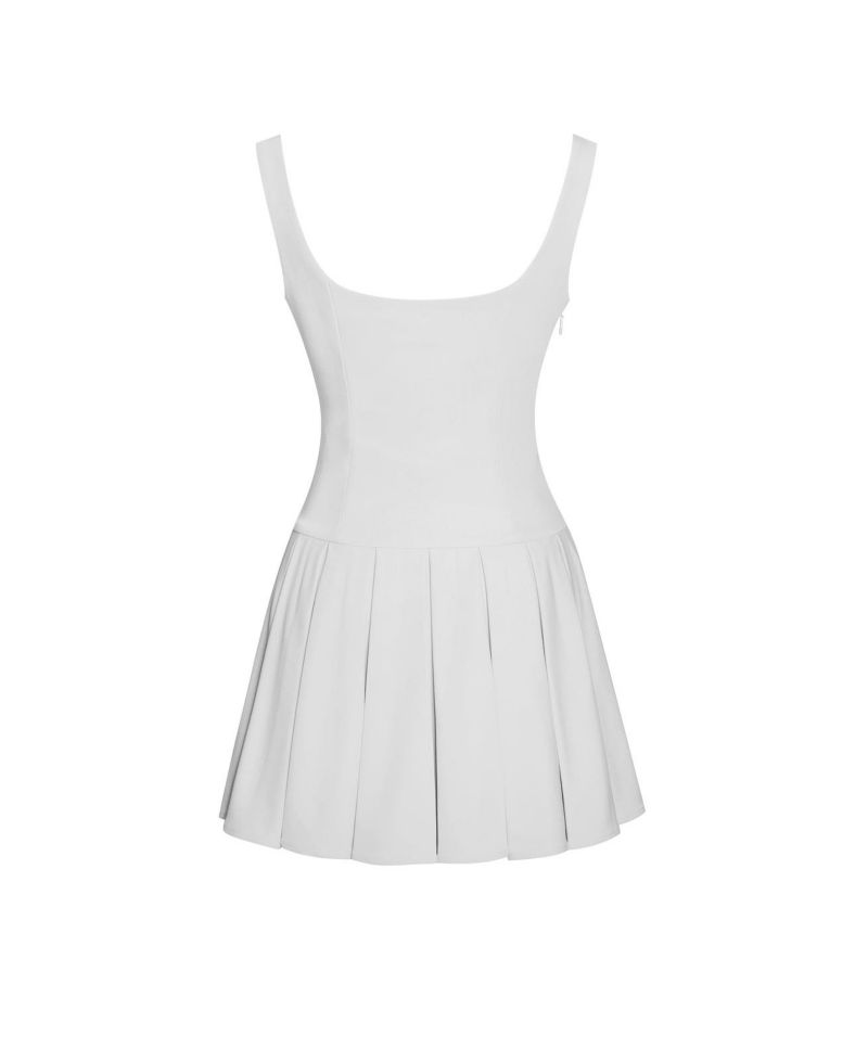 Women's Tala White Sleeveless Pleated Preppy Mini Dress