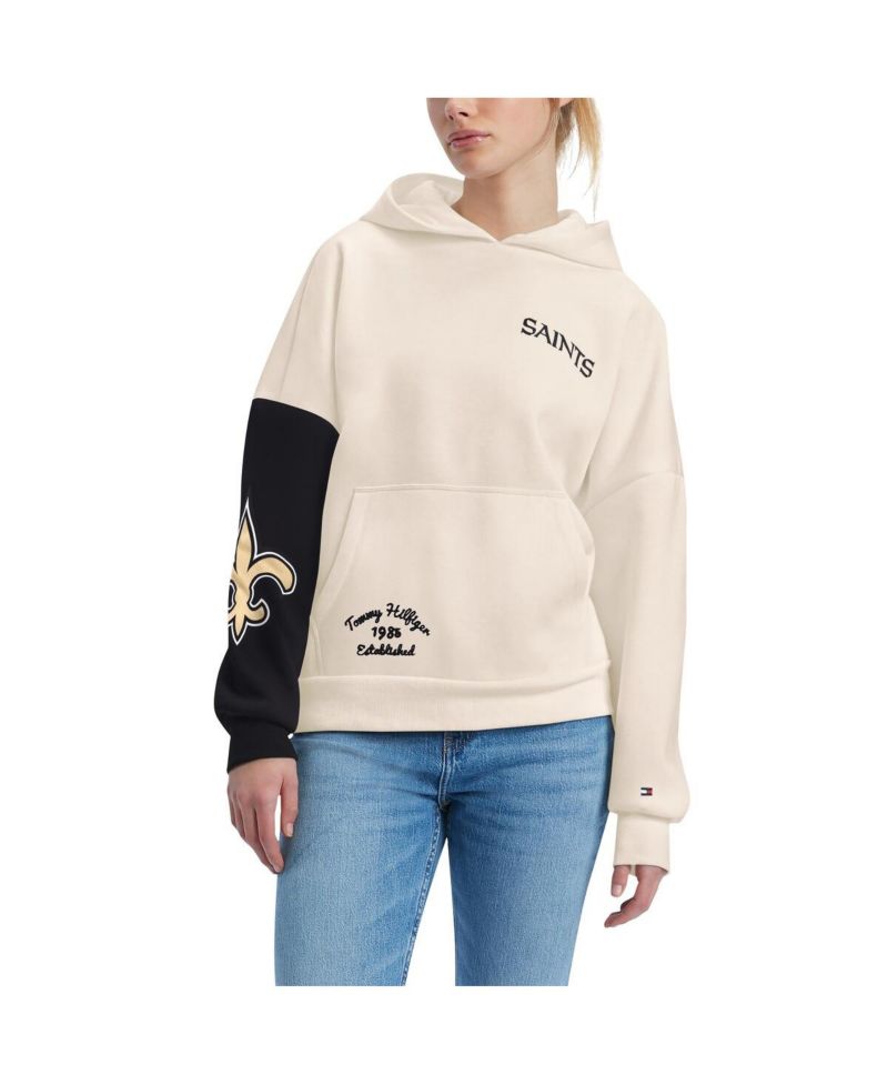 Women's Cream, Black New Orleans Saints Harriet Pullover Hoodie