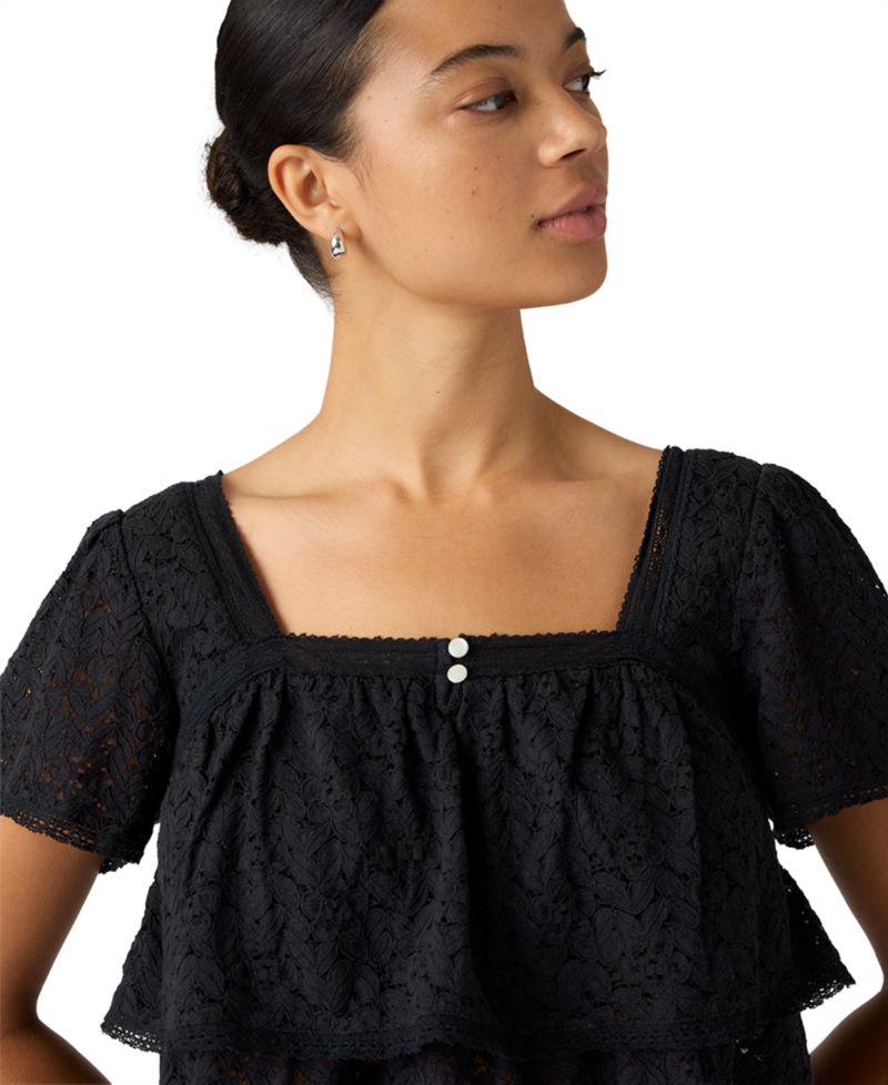 Premium Women's Cotton-Blend Short-Sleeve Lace Top