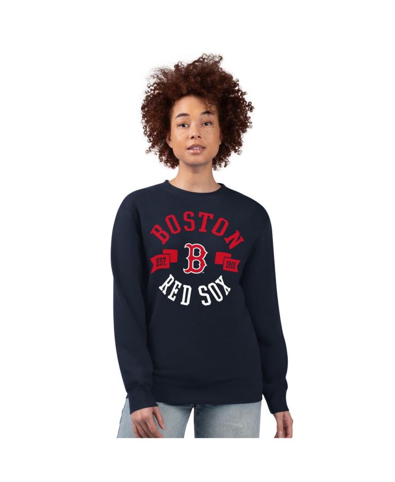 Women's Navy Boston Red Sox Team Logo Fleece Pullover Sweatshirt