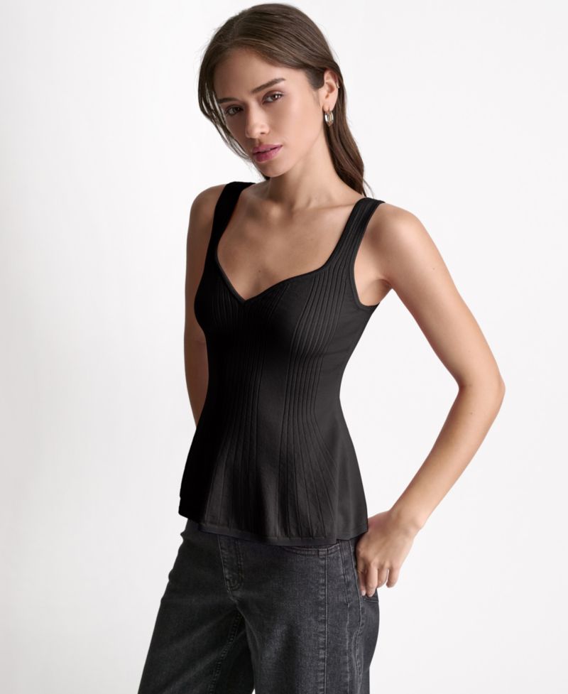 Women's Peplum Rib Sleeveless Tank Top