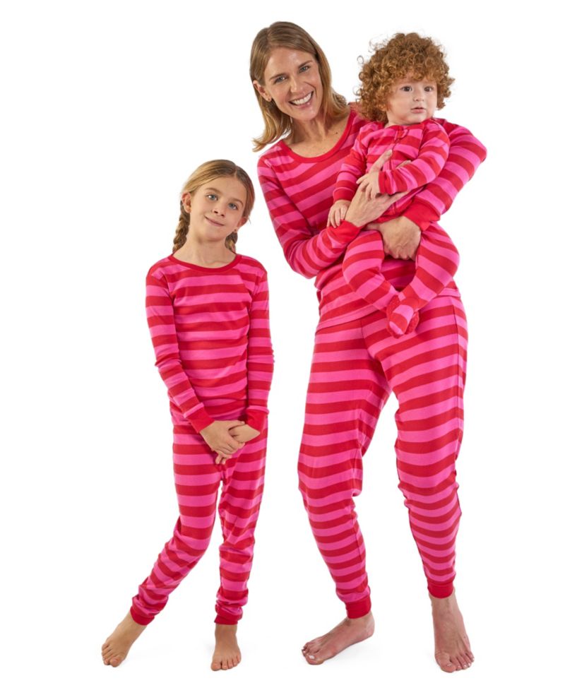 Toddler Footed Cotton Striped Holiday Pajamas
