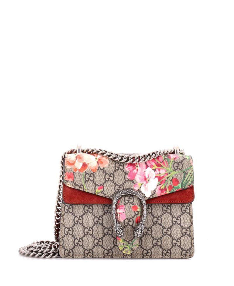 Mini Dionysus Bag Blooms Print GG Coated Canvas