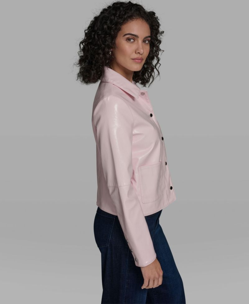 Women's Short Faux Patent Leather Jacket