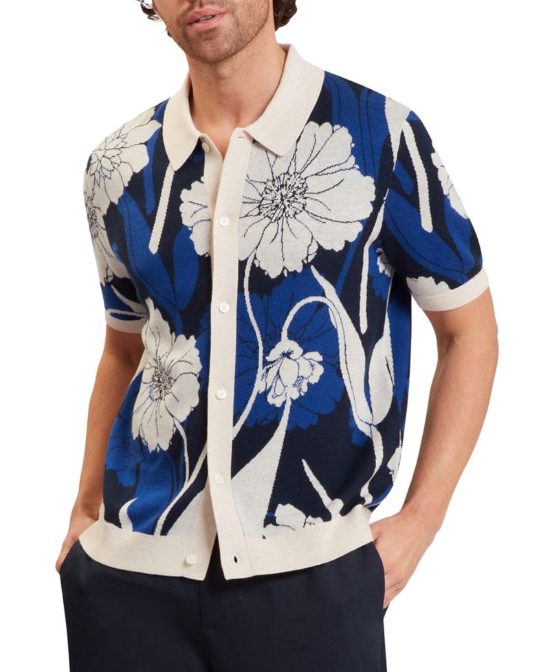 Men's Floral Jacquard Short-Sleeve Shirt