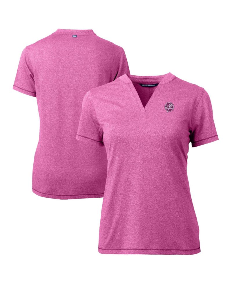 Women's Light Pink New York Yankees Forge Heathered Stretch Blade Top