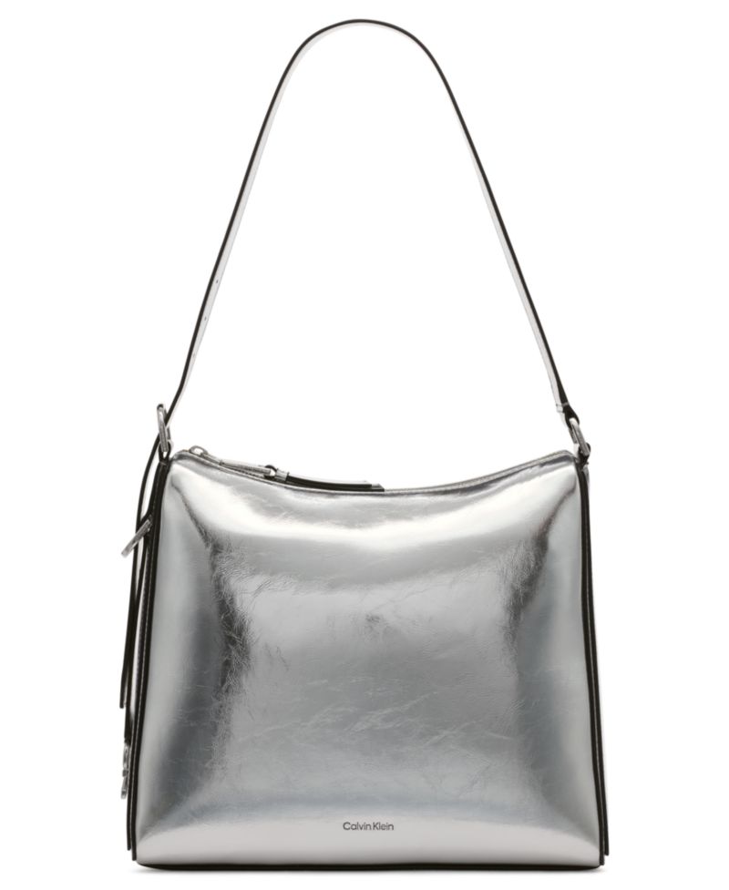Mandy Metallic Top Zipper Shoulder Bag