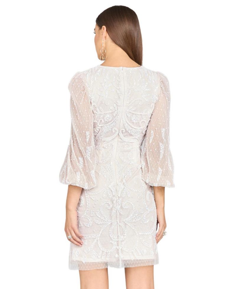 Women's V-Neck, Balloon Sleeve Bridal Mini dress