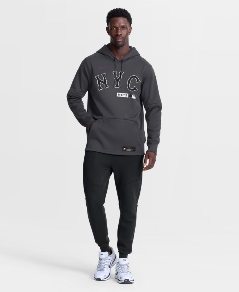Men's Anthracite New York Mets Authentic Collection City Connect Therma-FIT Hoodie