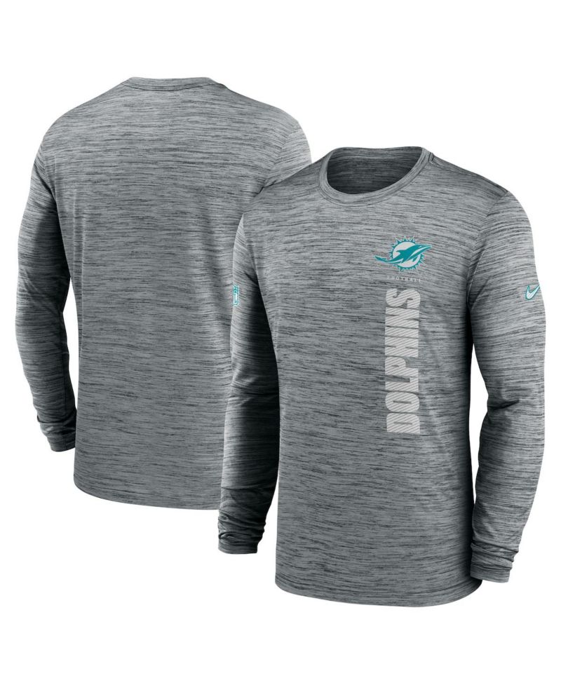 Men's Gray Miami Dolphins 2024 Sideline Velocity Performance Long Sleeve T-Shirt