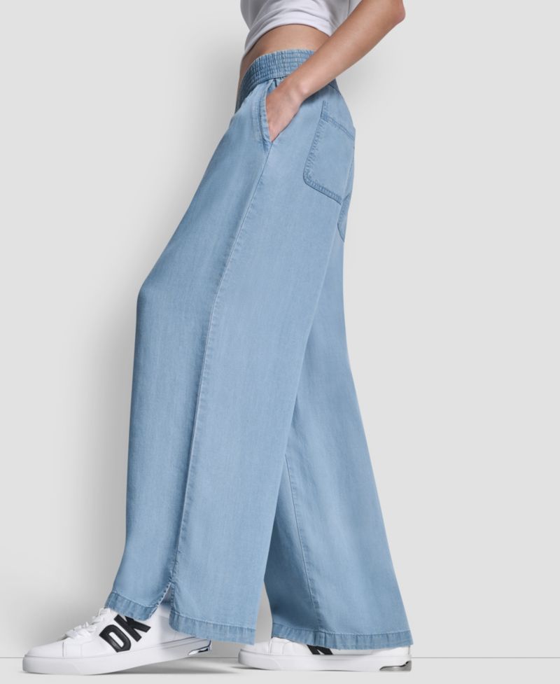 Petite Pull-On Wide-Leg Ankle Pants