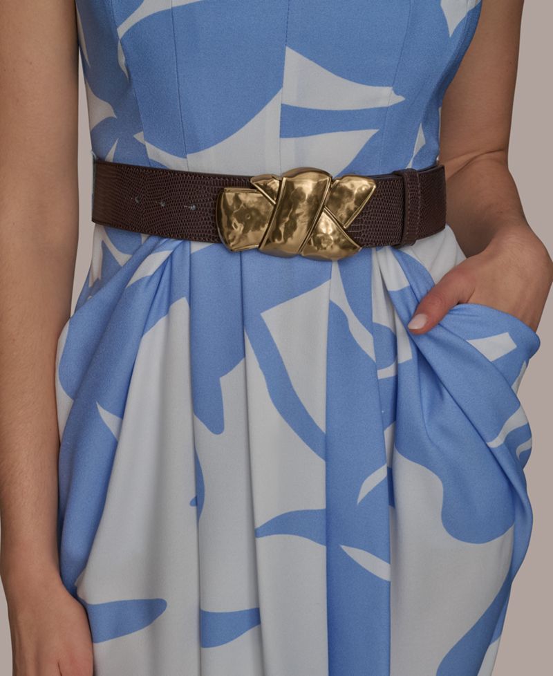 Women's Belted Sleeveless Midi Dress