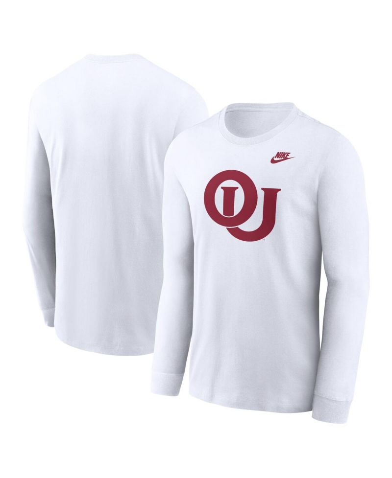 Men's White Oklahoma Sooners Legacy Primary Logo Long Sleeve T-Shirt