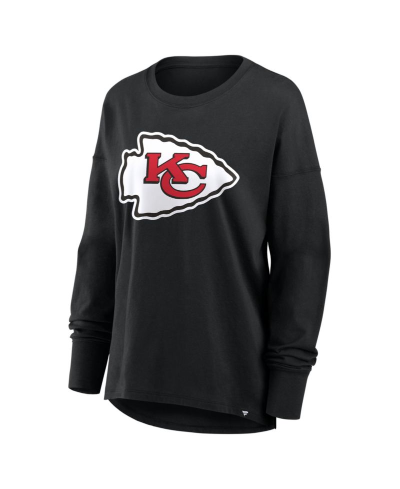 Women's Black Kansas City Chiefs Relaxed Hip Essential Long Sleeve T-Shirt
