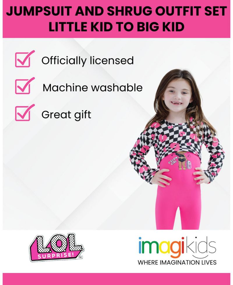 Little Girls Queen Bee Jumpsuit and Fleece Shrug Outfit Set