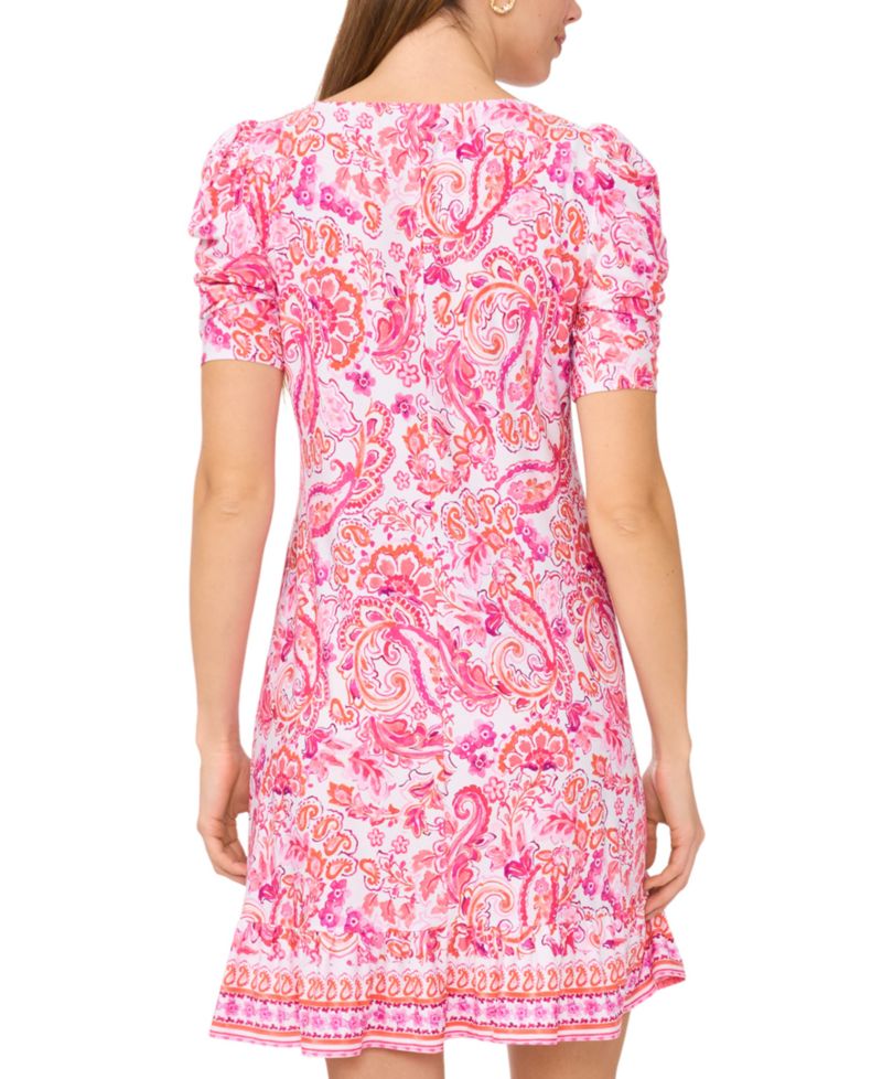 Women's Puff-Sleeve Flounce Hem Dress