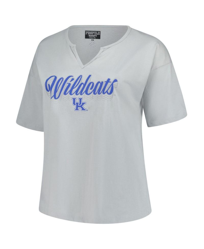 Women's Gray Kentucky Wildcats Plus Size Winning Gear Notch Neck T-Shirt