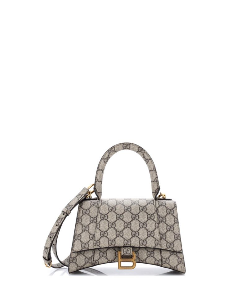 Small x Balenciaga The Hacker Project Hourglass Top Handle Bag GG Coated Canvas