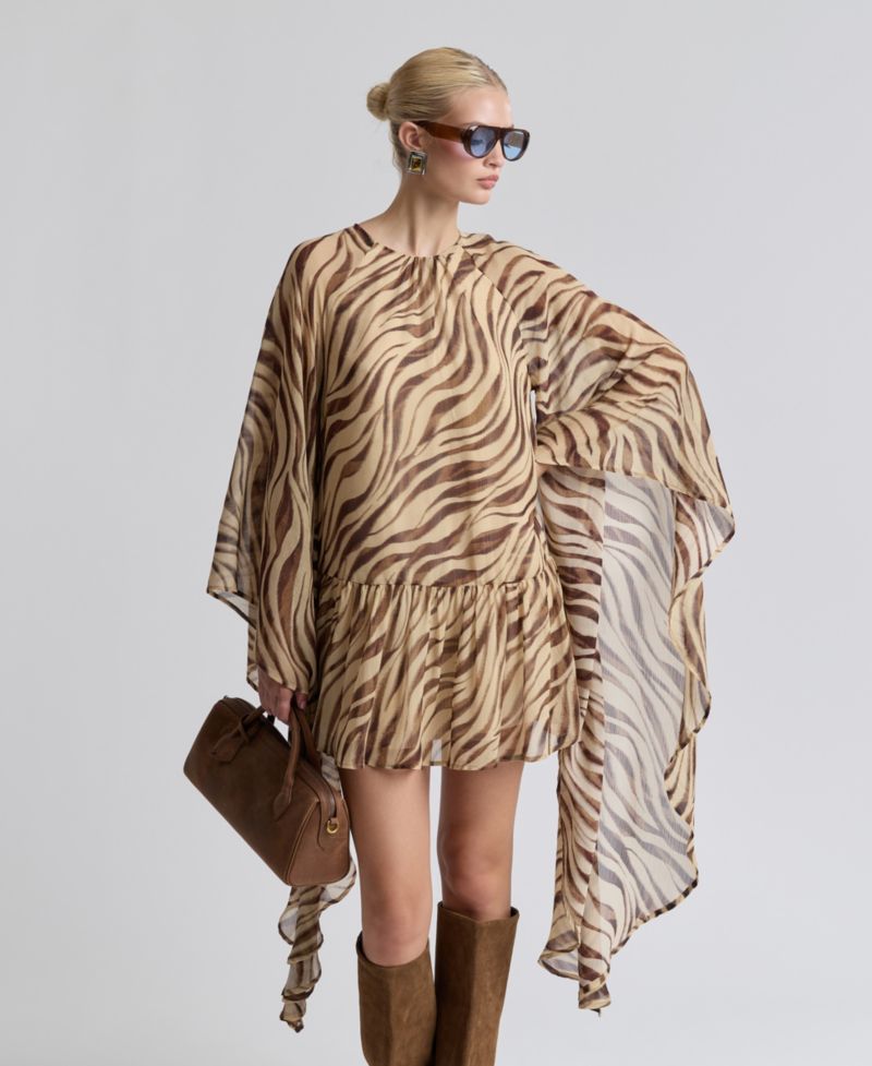 Women's Printed Chiffon Short Shift Dress