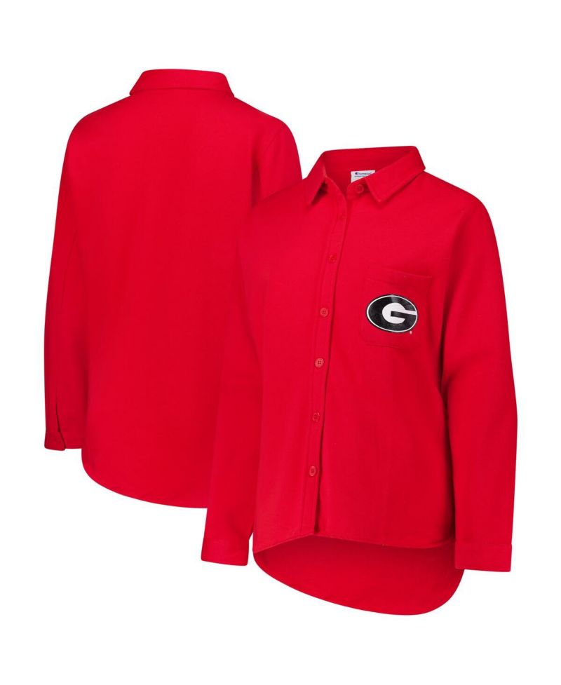 Women's Red Georgia Bulldogs Plus Size Button-Up Shacket