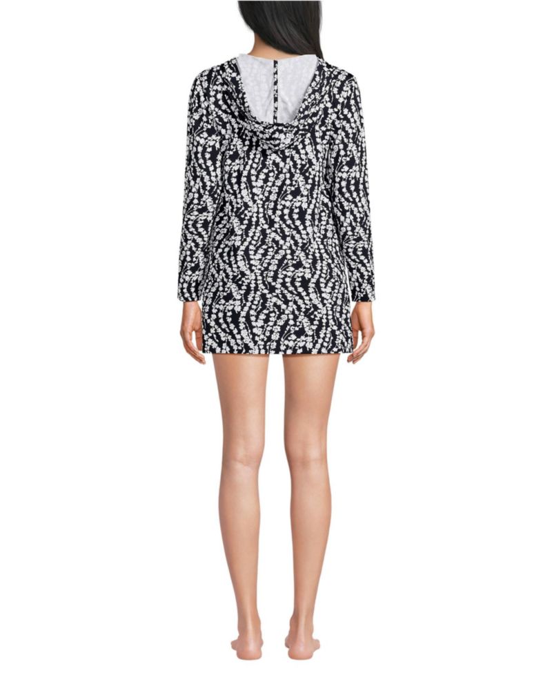 Women's Long Torso SunShade UPF 50 Hooded Mini Swim Swim Cover-Up Dress