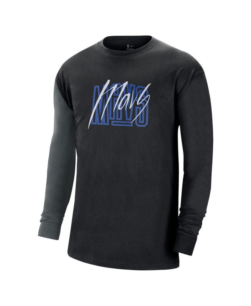 Men's Black Dallas Mavericks Courtside Versus Flight MAX90 Long Sleeve T-shirt