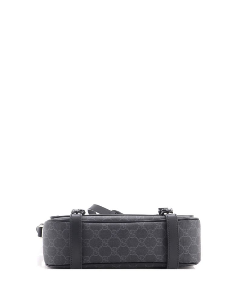 Medium Interlocking G Patch Messenger Bag GG Coated Canvas with Leather