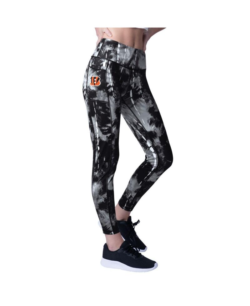 Women's Black Cincinnati Bengals Serena Tie-Dye Leggings