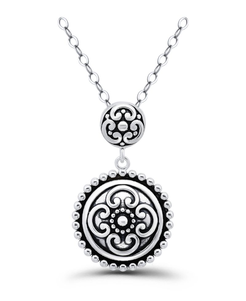 Oxidized Round Circle Celtic Style Pendant Necklace