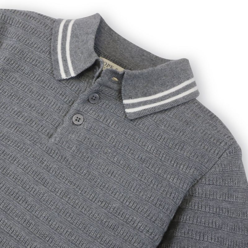 Baby Boys Hope and Henry Short Sleeve Sweater Polo with Tipping