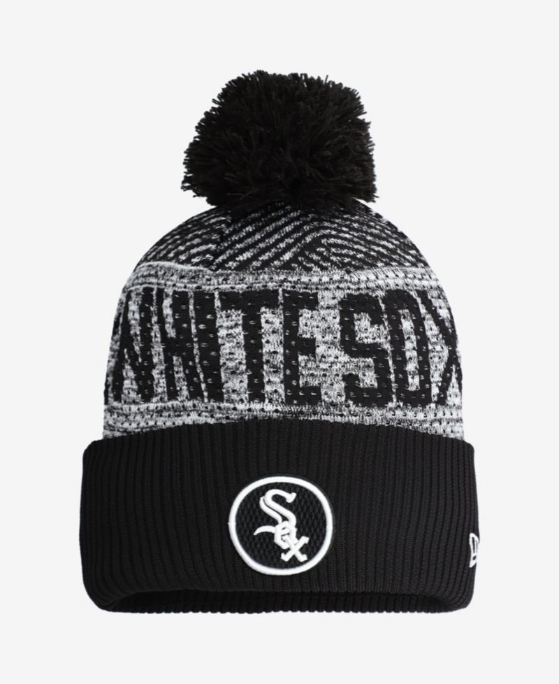 Big Boys and Girls Black Chicago White Sox 2022 Authentic Collection Sport Cuffed Knit Hat with Pom