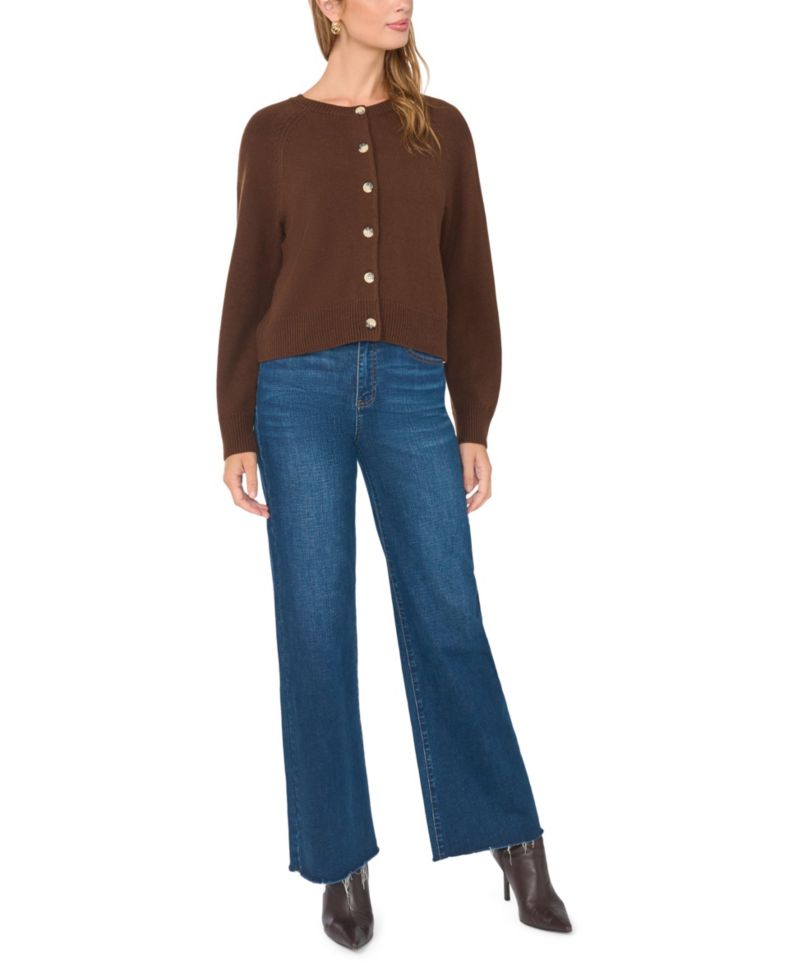 Women's Button-Front Raglan Cardigan