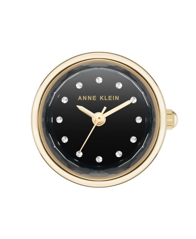 Women's Quartz Faceted Crystal Gold-Tone Alloy Metal Ring Watch, 20mm