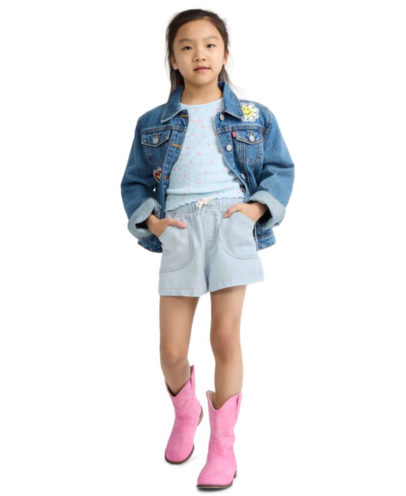 Girls' 2T-6X Denim Parachute Shorts