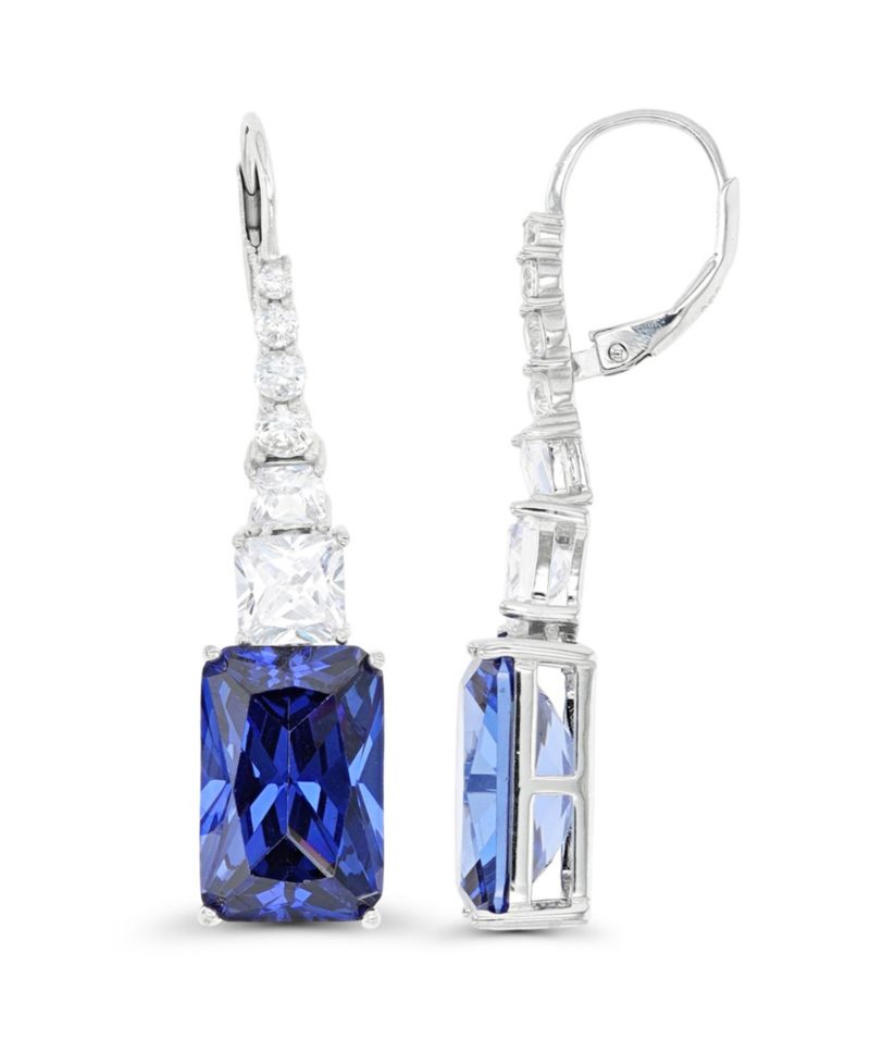 Dangling Earrings in Sterling Silver with Tanzanite Colored Cubic Zirconia