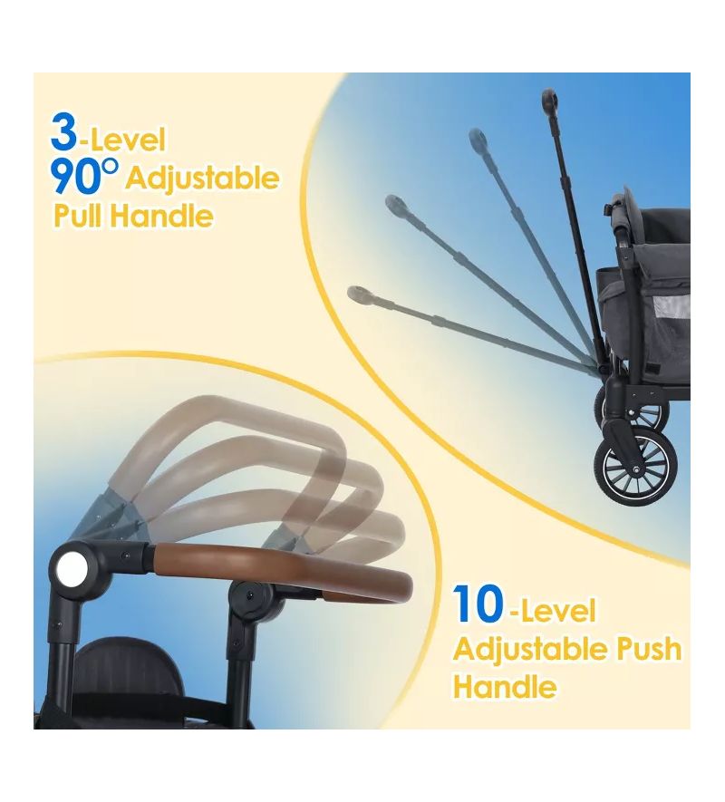 Baby All-Terrain Wagon Stroller for Two with Canopy, Snack Tray, Storage and Shock-Absorbing Wheels