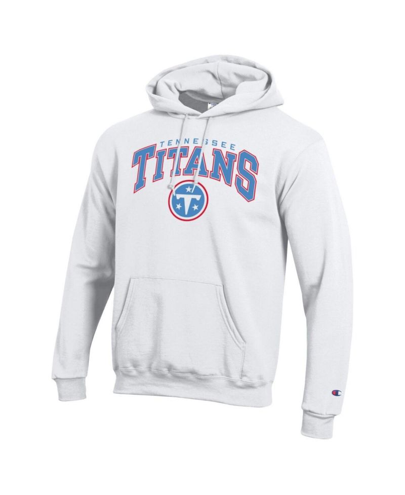 Men's White Tennessee Titans Powerblend Arch over Logo Hoodie